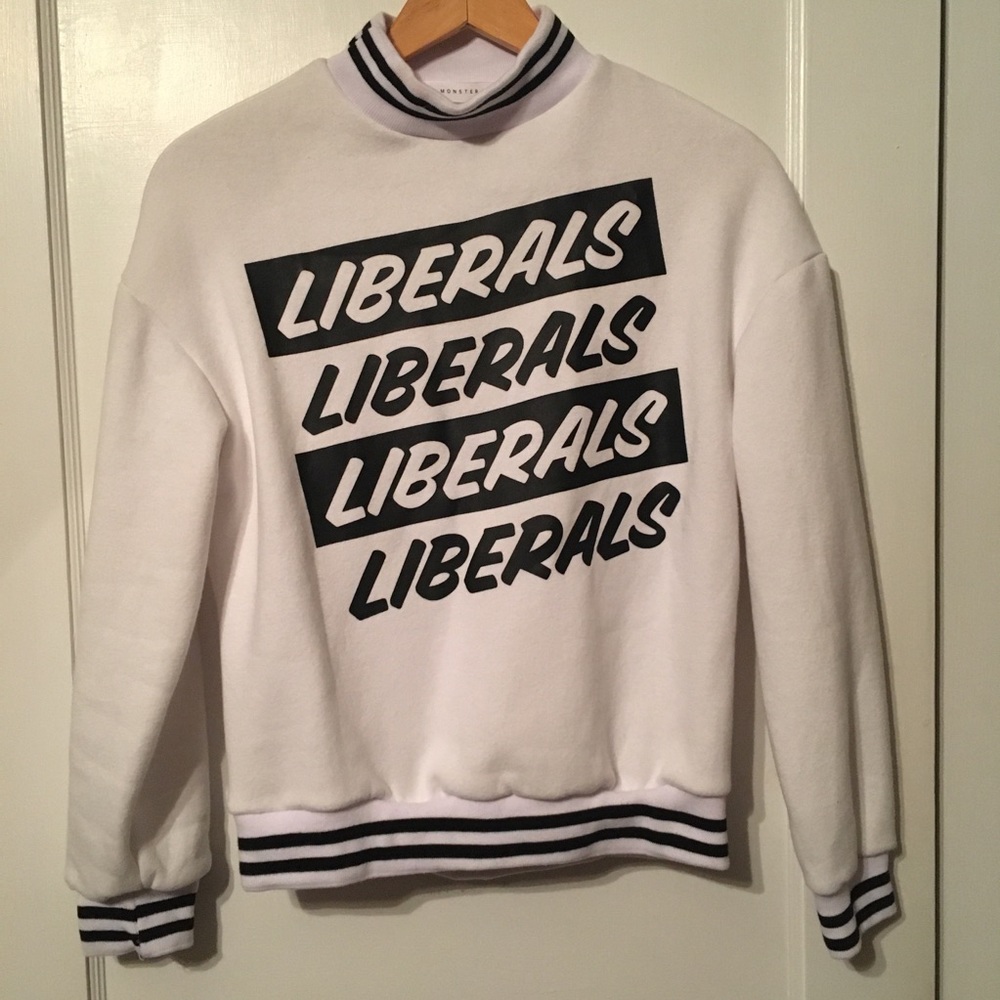 Black and white fleece sweatshirt